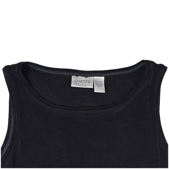 Chico’s Travelers Sleeveless Tank Top | Classic Minimalist Stretch Black | 1 / M - Picture 3 of 4